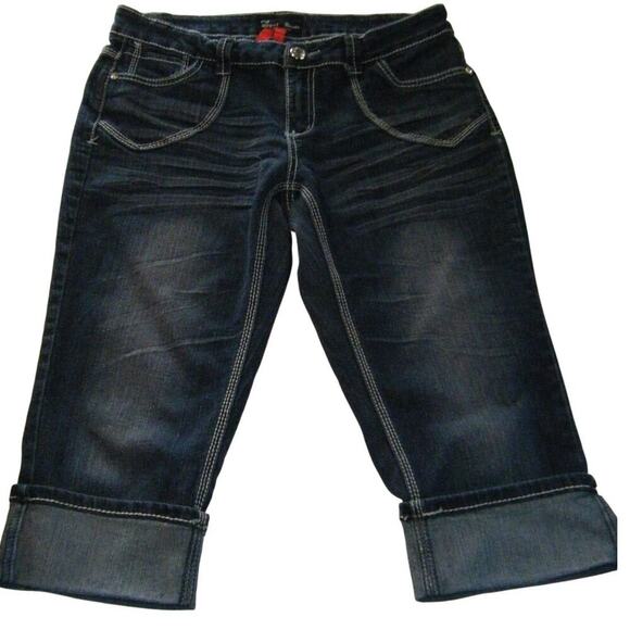 Royal Roots Perfect Jeans Size 9/10 Women's Dark Wash Capri Jeans - Picture 1 of 6
